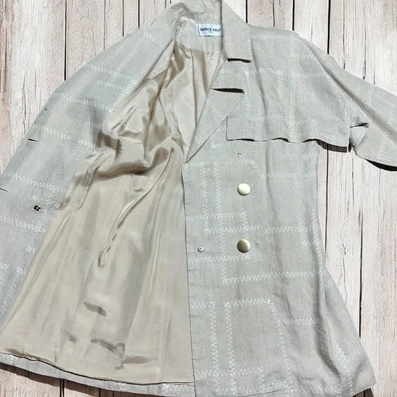Vintage PATRICK KELLY Women’s 100% Linen Beige Jacket ~ Size 38 ~ MUSEUM WORTHY